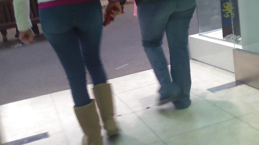 25P Smooth sexy teen ass & butt in tight blue jeans 