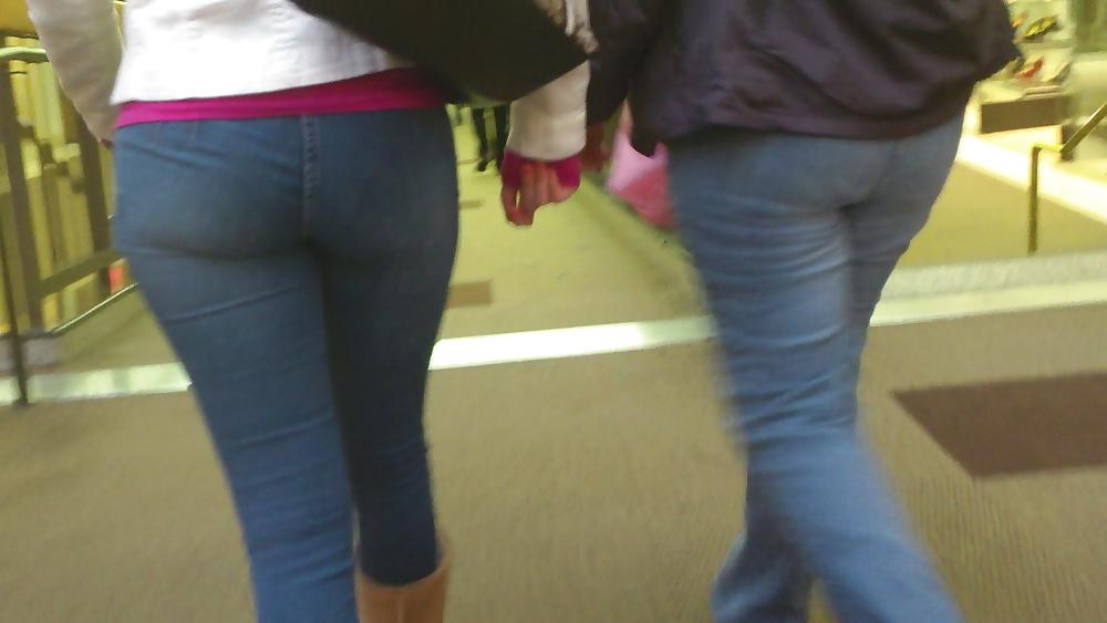 25P Smooth sexy teen ass & butt in tight blue jeans 
