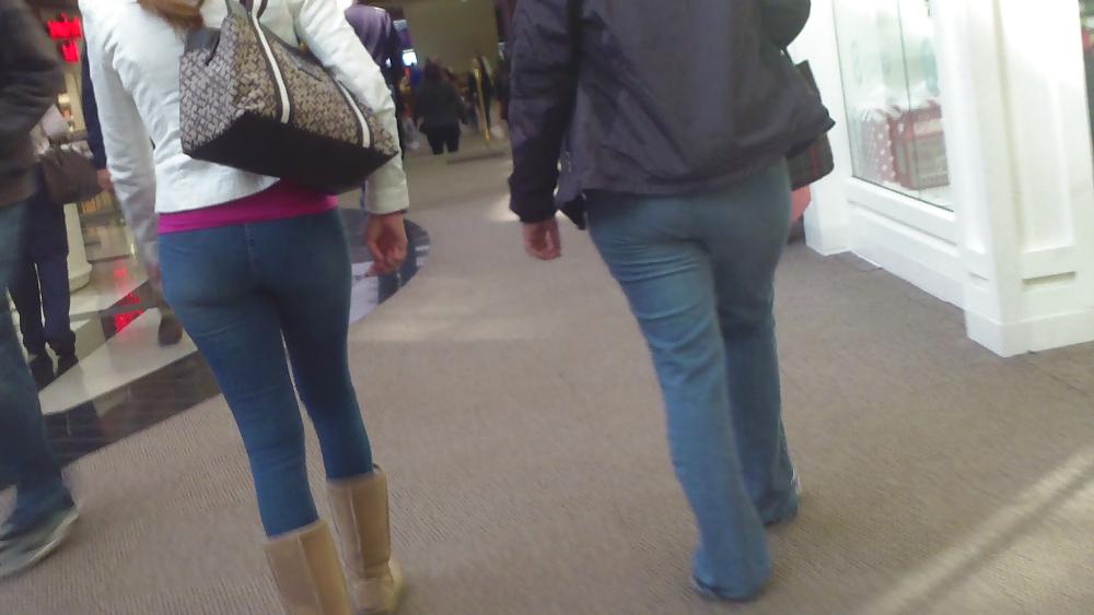 25P Smooth sexy teen ass & butt in tight blue jeans 