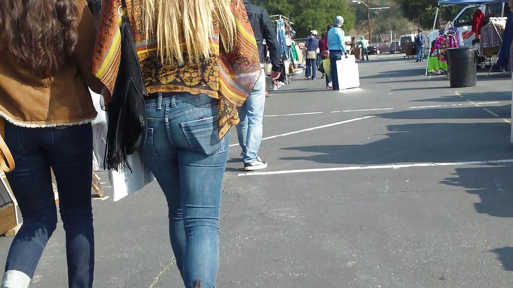 25P Sexy teen hippie butt & ass in blue jeans