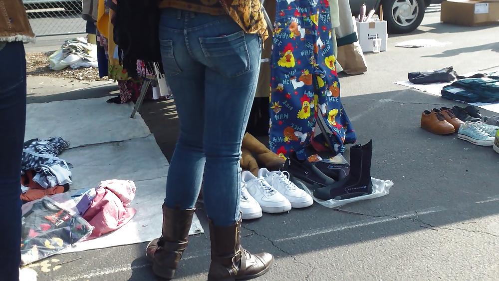 25P Sexy teen hippie butt & ass in blue jeans