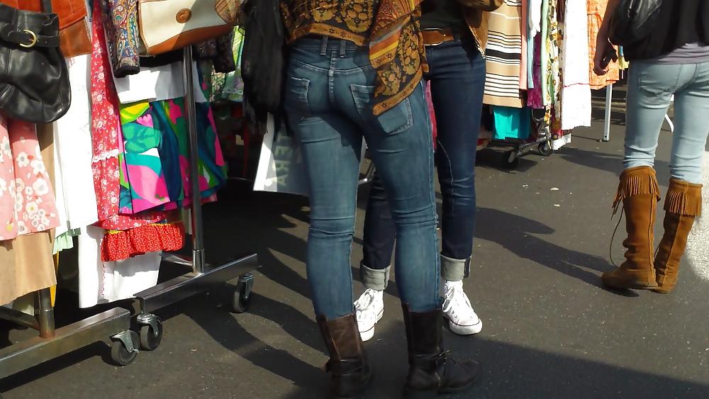 25P Sexy teen hippie butt & ass in blue jeans