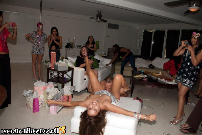 15P Lusty party hotties sucking off the dancer's enormous big cock