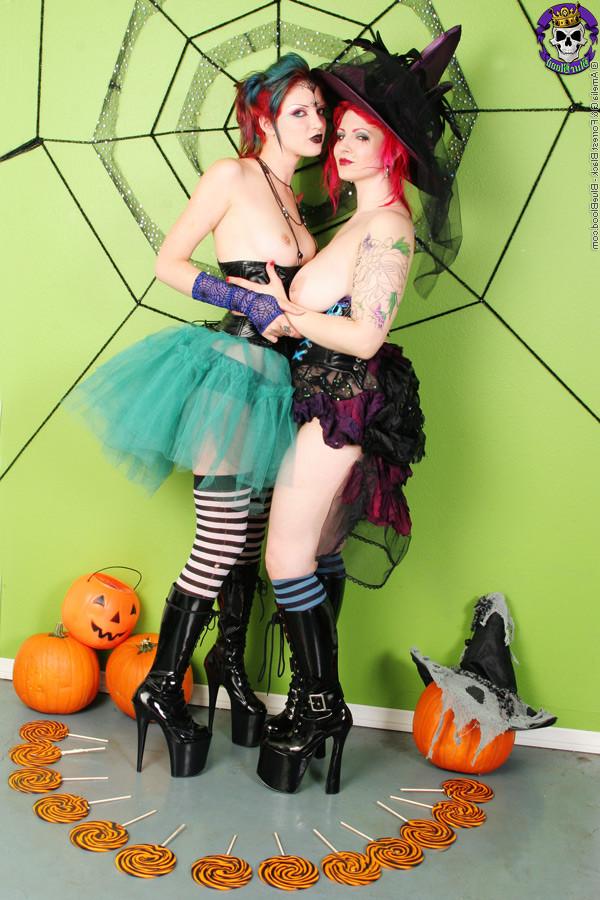 11P Two Kinky Witches Giving Halloween Spankings