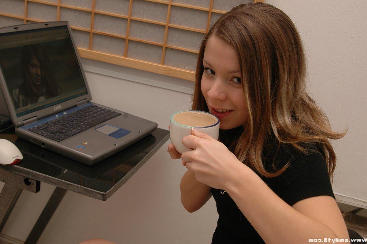 15P Emily Playing on her laptop and then gets naked