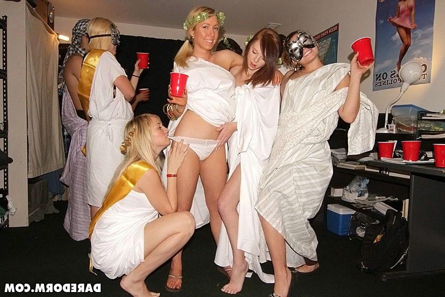 12P Toga party sluts get drunk and get fucked roman style