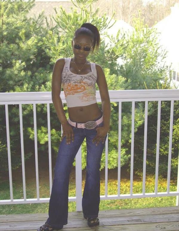 10P Ebony teen chick flaunts tight body while posing in different ou