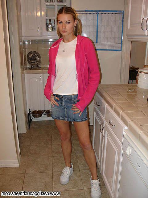 17P Blonde teen cutie deep throats a thick hard cock