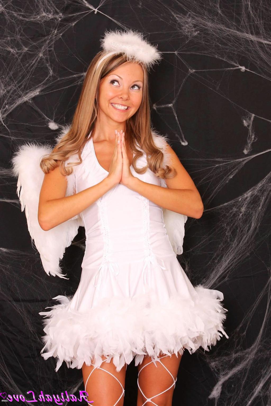 18P Aaliyah Love dresses up as a horny Halloween angel