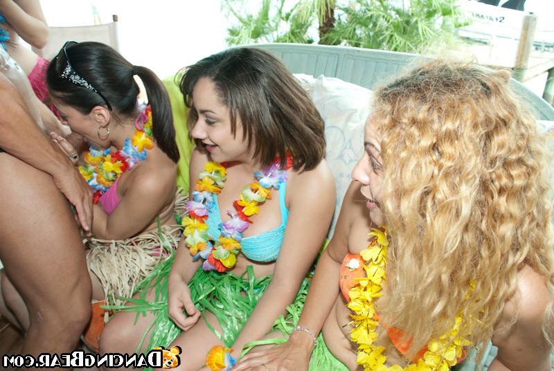 15P Horny party chicks taking a huge tool at a cock sucking party