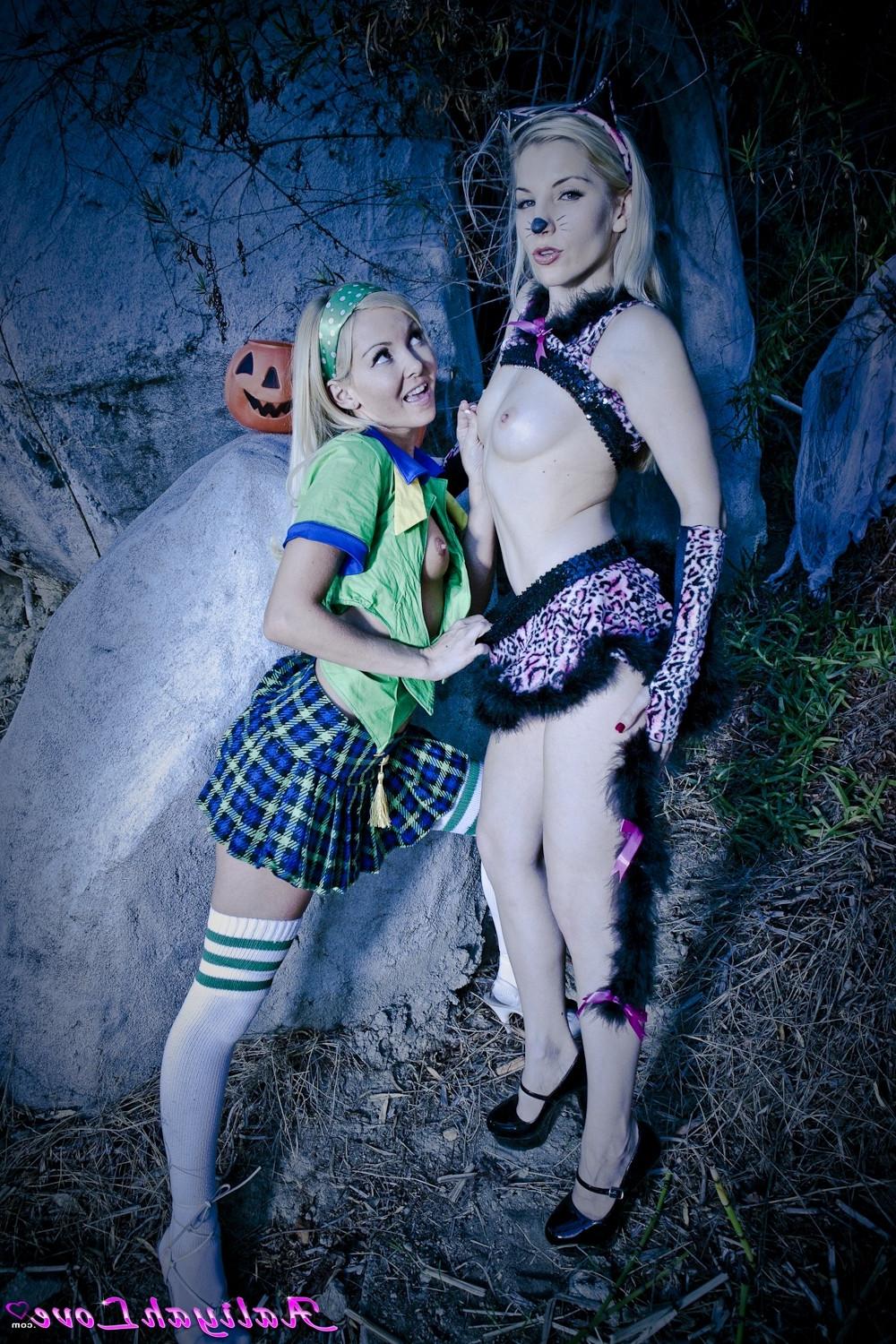 18P Aaliyah Love and Ashley Fires naughty on Halloween