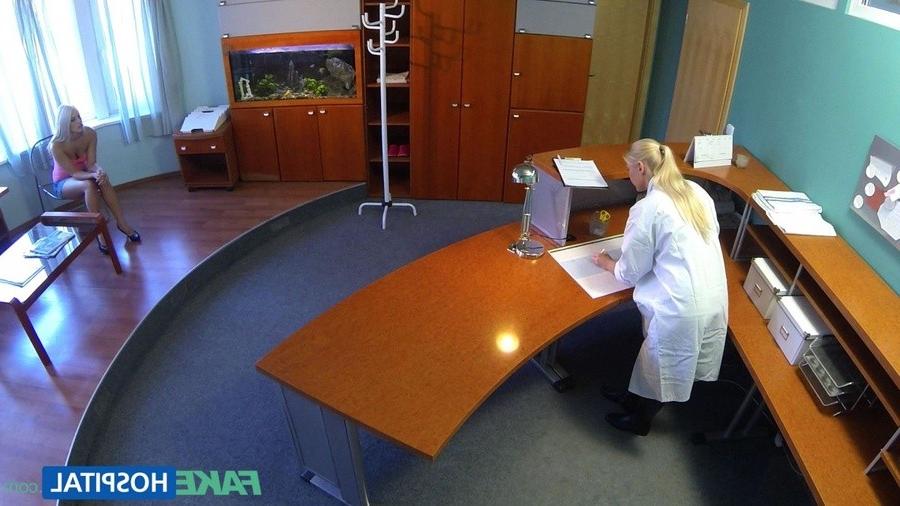 12P Perfect sexy blonde gets probed and squirts on doctors receptionist desk