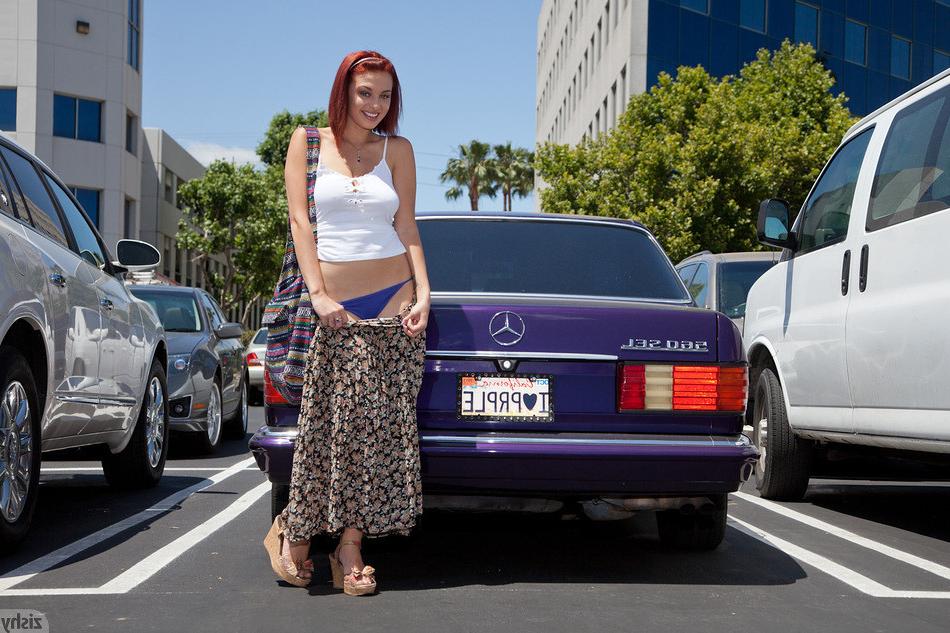 12P Busty girl teasing in public