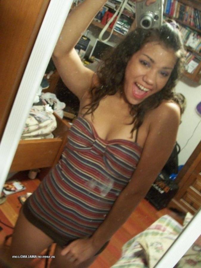 12P Collection of a naughty Mexican chick licking her round tits