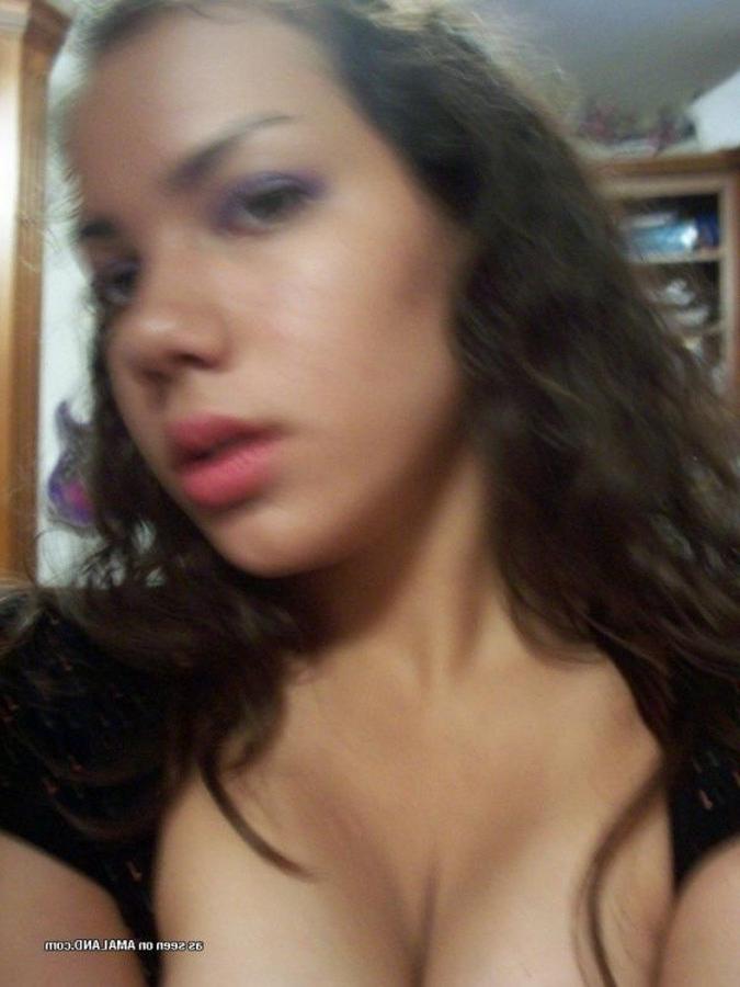 12P Collection of a naughty Mexican chick licking her round tits