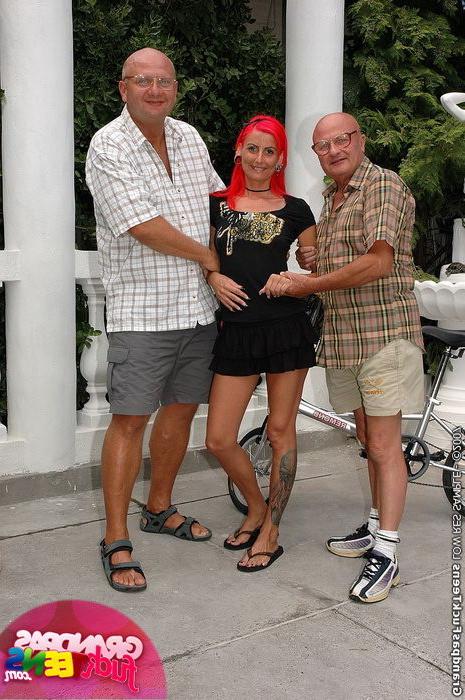 16P Teen slut getting double penetrated by old grandpas