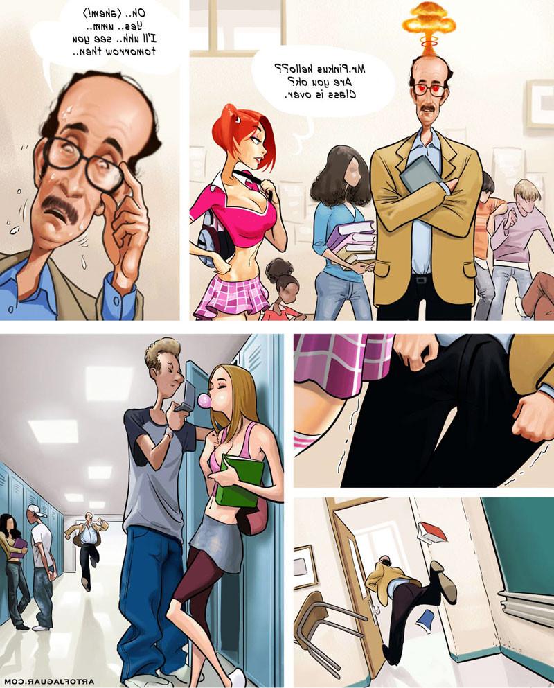 16P Adult Comic Professor Pinkus Fantasizing About Redhead Student