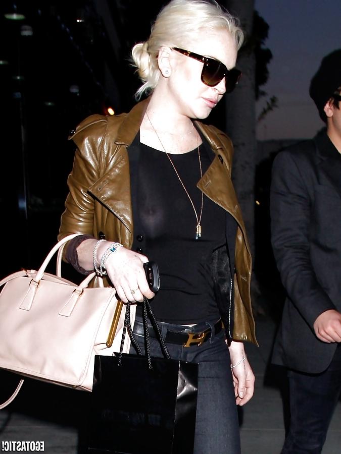 4P Lindsay lohan see through black top