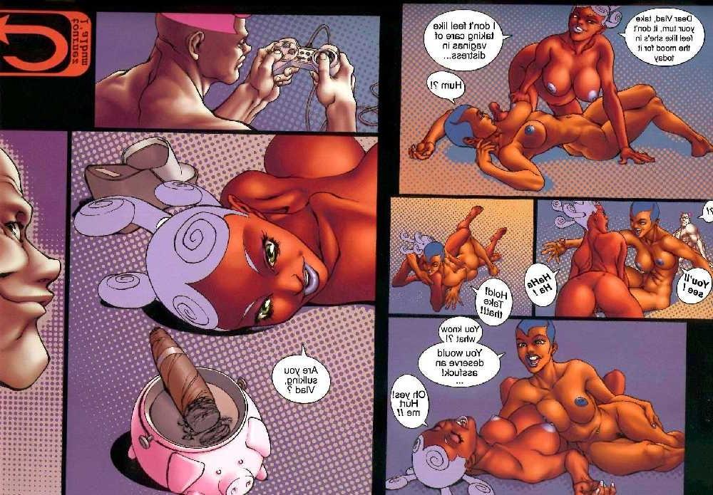 15P french comic with lesbian and sexual interracial orgy