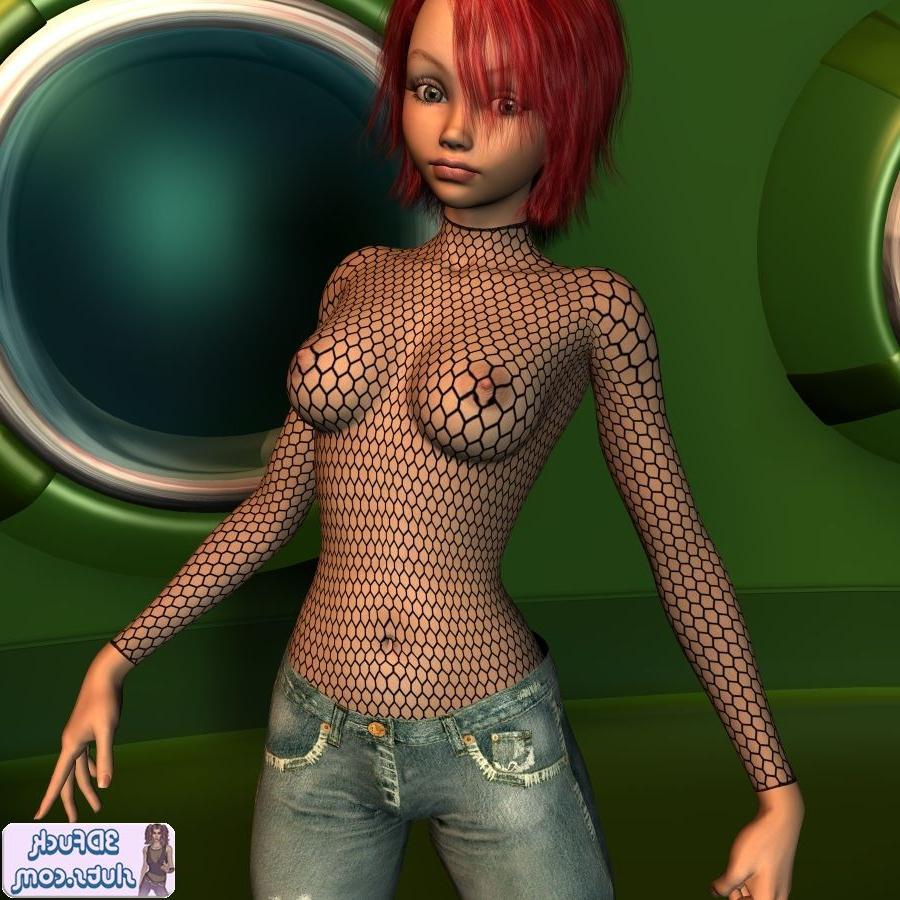20P Redhead 3d toon girl in see through shirt