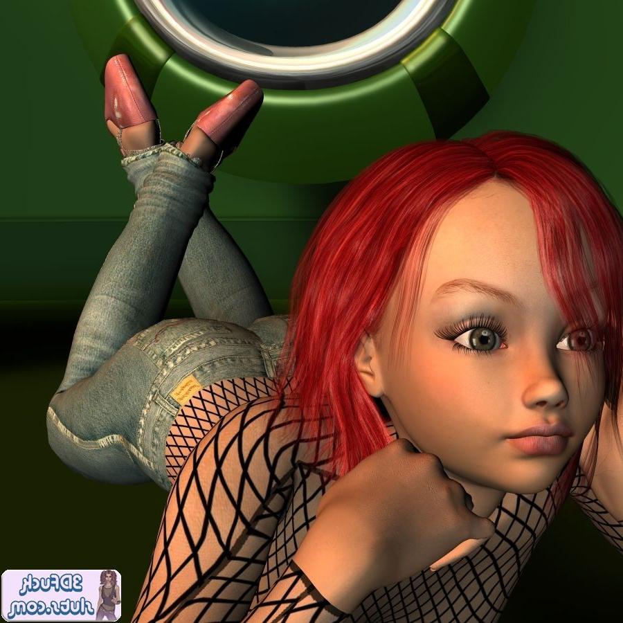 20P Redhead 3d toon girl in see through shirt