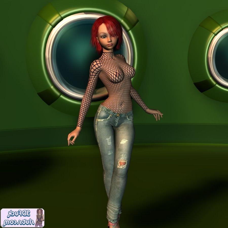 20P Redhead 3d toon girl in see through shirt