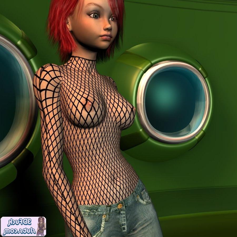 20P Redhead 3d toon girl in see through shirt