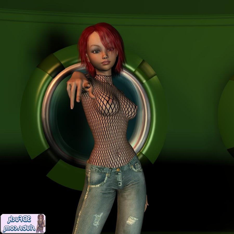 20P Redhead 3d toon girl in see through shirt