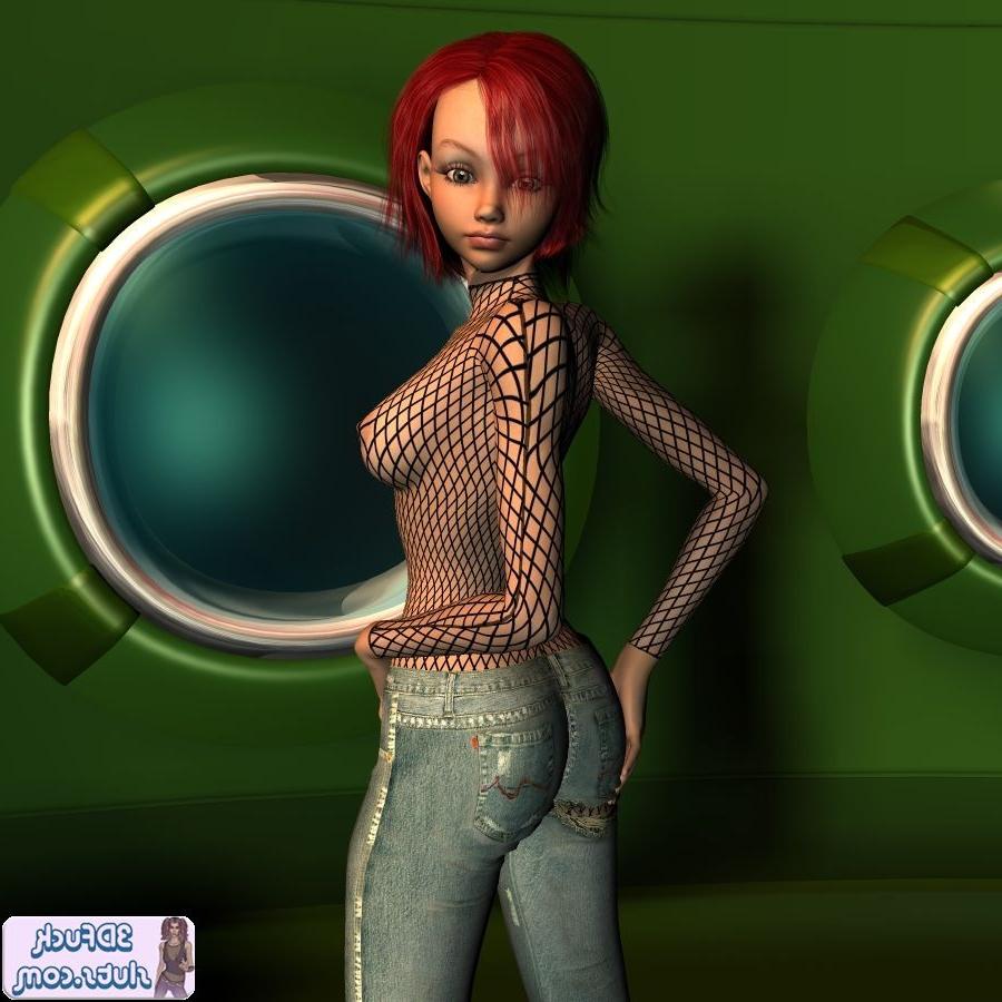 20P Redhead 3d toon girl in see through shirt