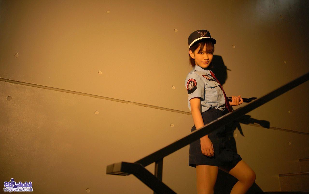 15P Naughty Asian cop takes off her shirt