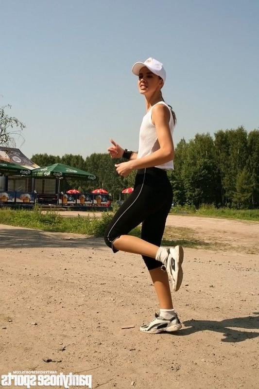 13P Sexy riverside workouts in thin pantyhose