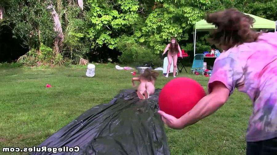 15P College teen freshmen asses sprayed down outdoors