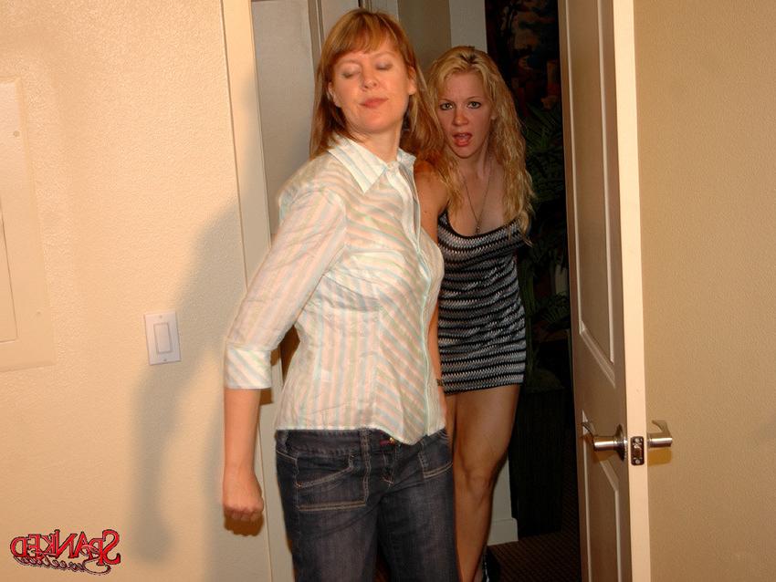 16P Sweet blonde Heidi gets her ass spanked by Clare Fonda