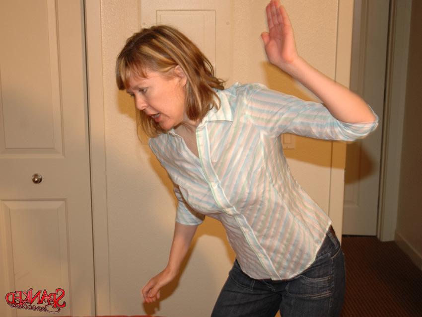 16P Sweet blonde Heidi gets her ass spanked by Clare Fonda