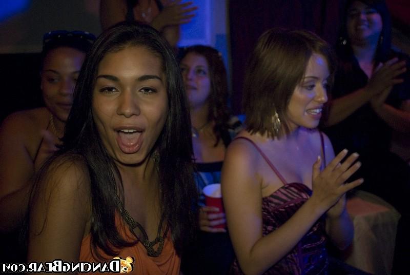 16P Horny muscular male stripper seducing drunken party girls