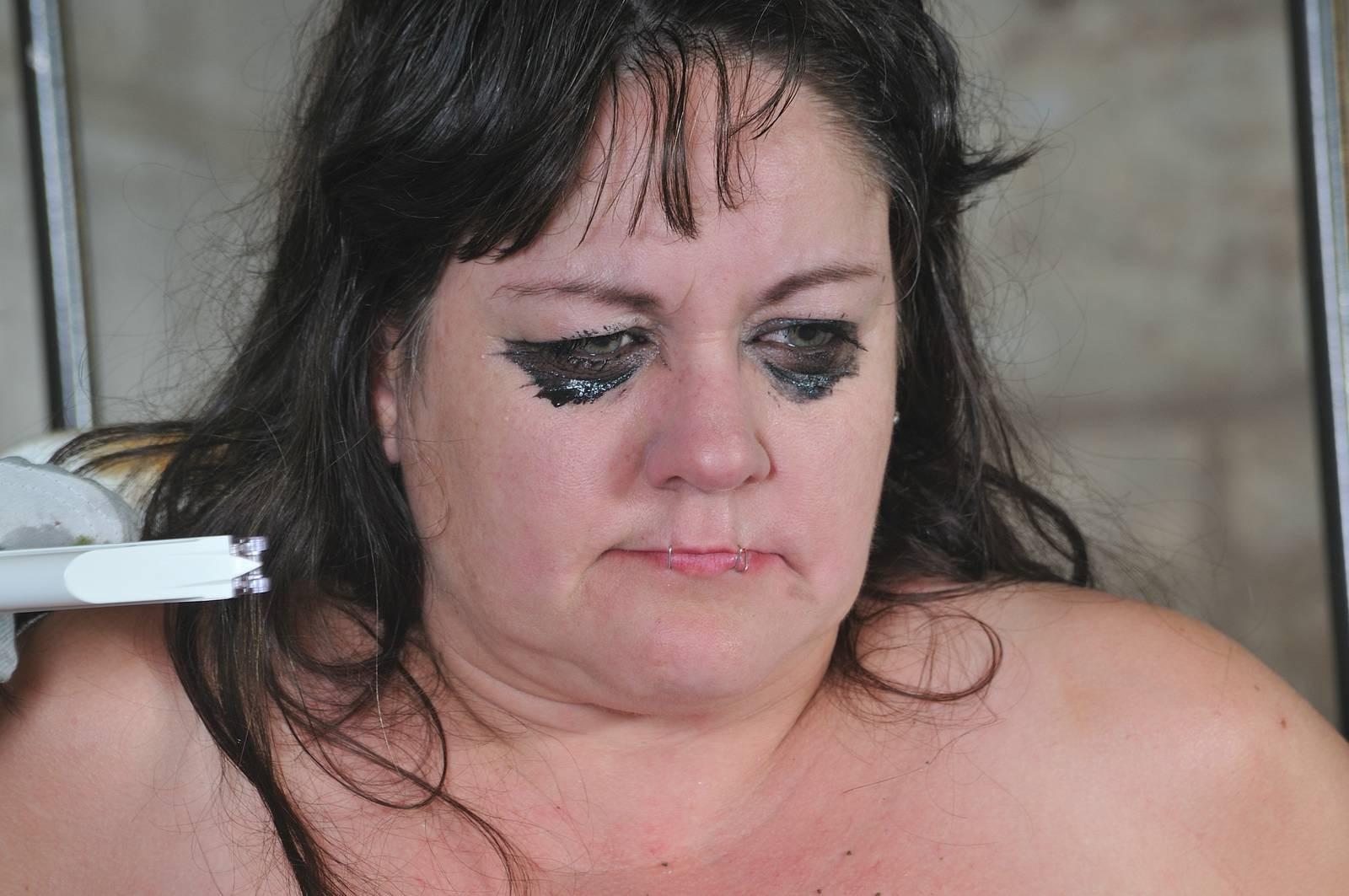 13P Mouth Stapling torture of busty amateur slave Andrea