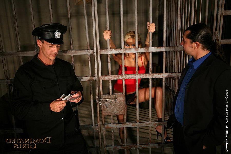 16P Blonde busty Gina Brigitta dominated and double fucked in prison