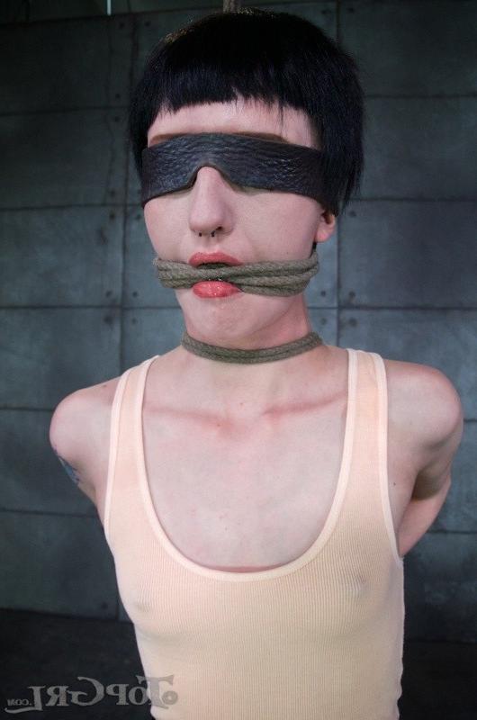 16P Cadence Cross petite is rope tied and naked body spanked red by lezdom
