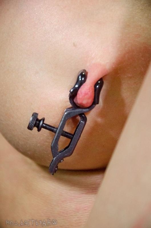 15P Simone Sonay blonde is rope tied down her pussy toyed by lezdom