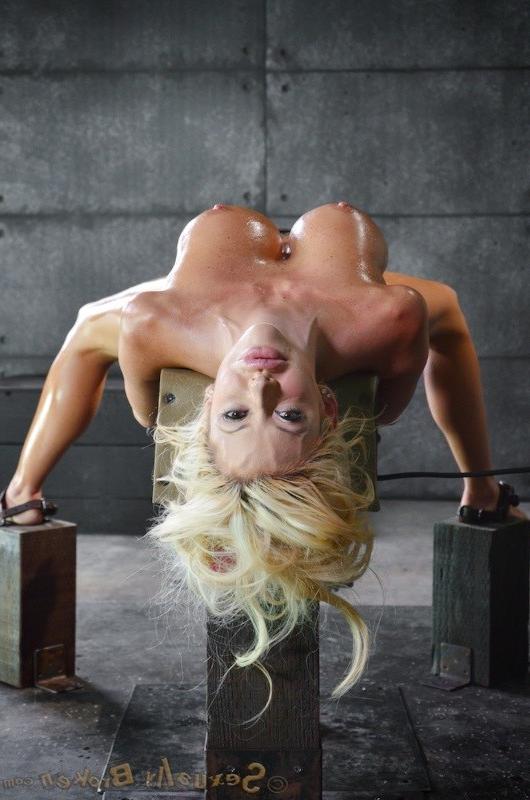 16P Courtney Taylor busty blonde is machine and throat fucked in dungeon