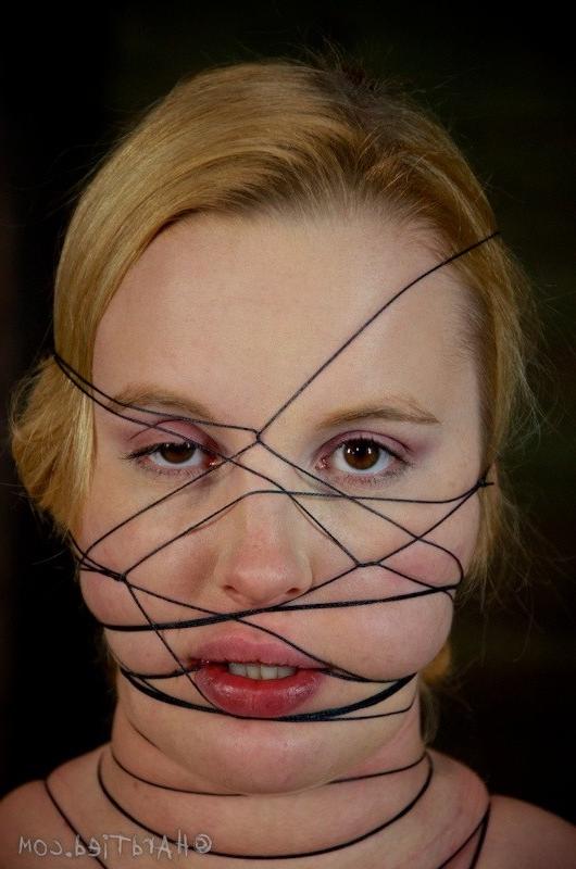 9P Kylie Liddell blonde is bound in rope and wire toyed by lezdom