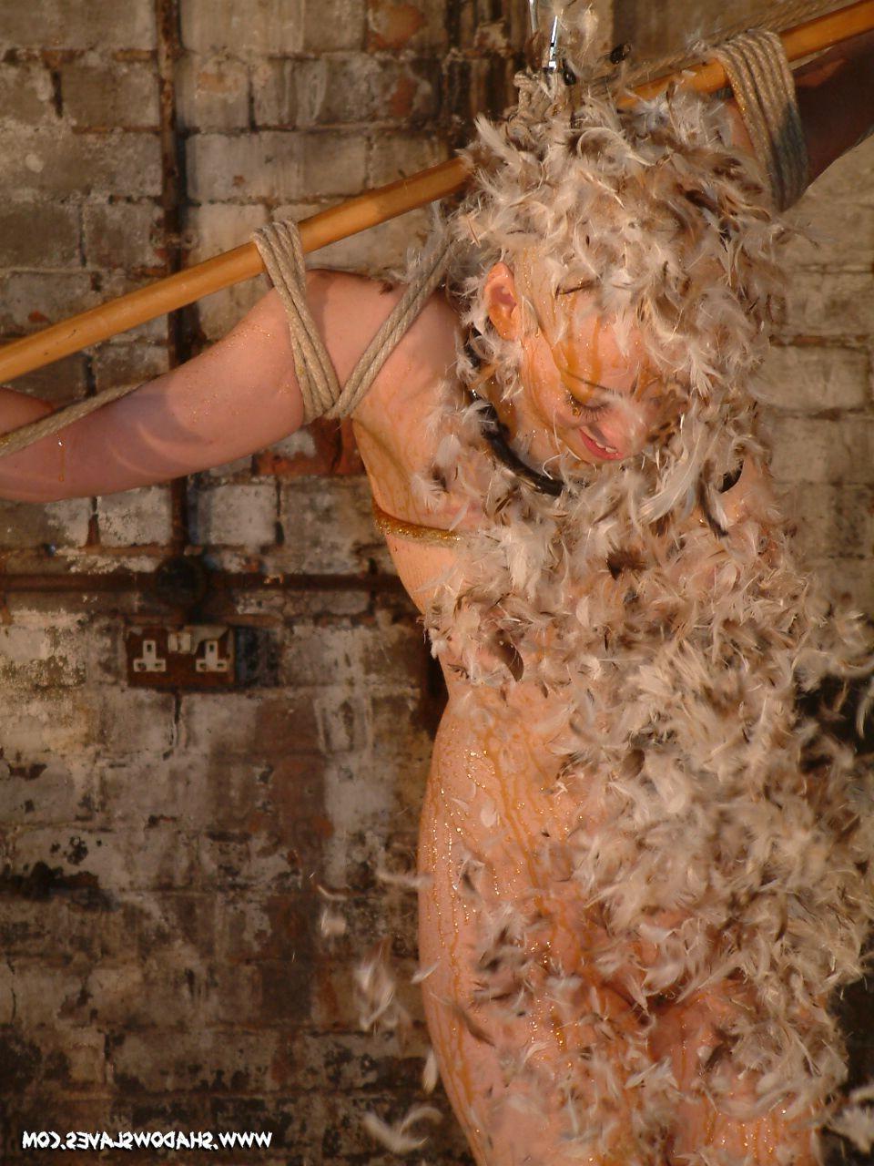 18P Japanese bondage and bizarre feather and syrup domination of bald oriental beaut