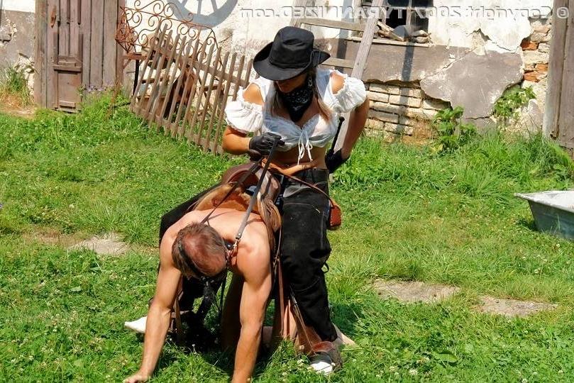 19P Sexy but strict bonanza mistress trains pony guy at a farm