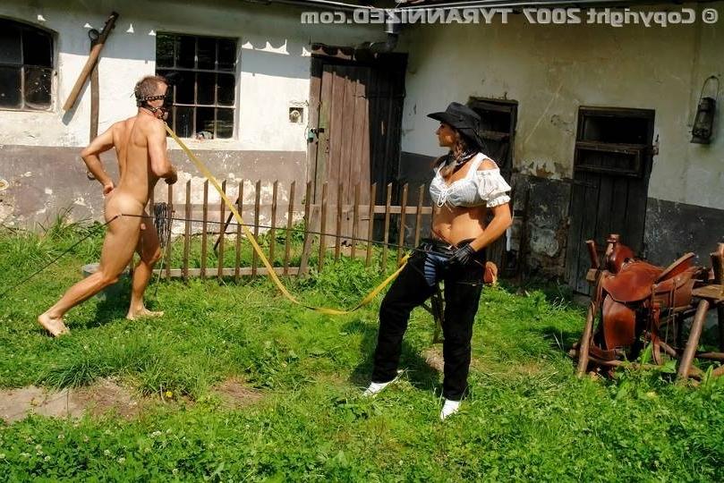 19P Sexy but strict bonanza mistress trains pony guy at a farm