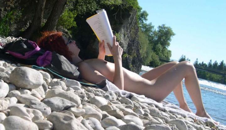 15P Brunette amazes the nude beach with her sexy body