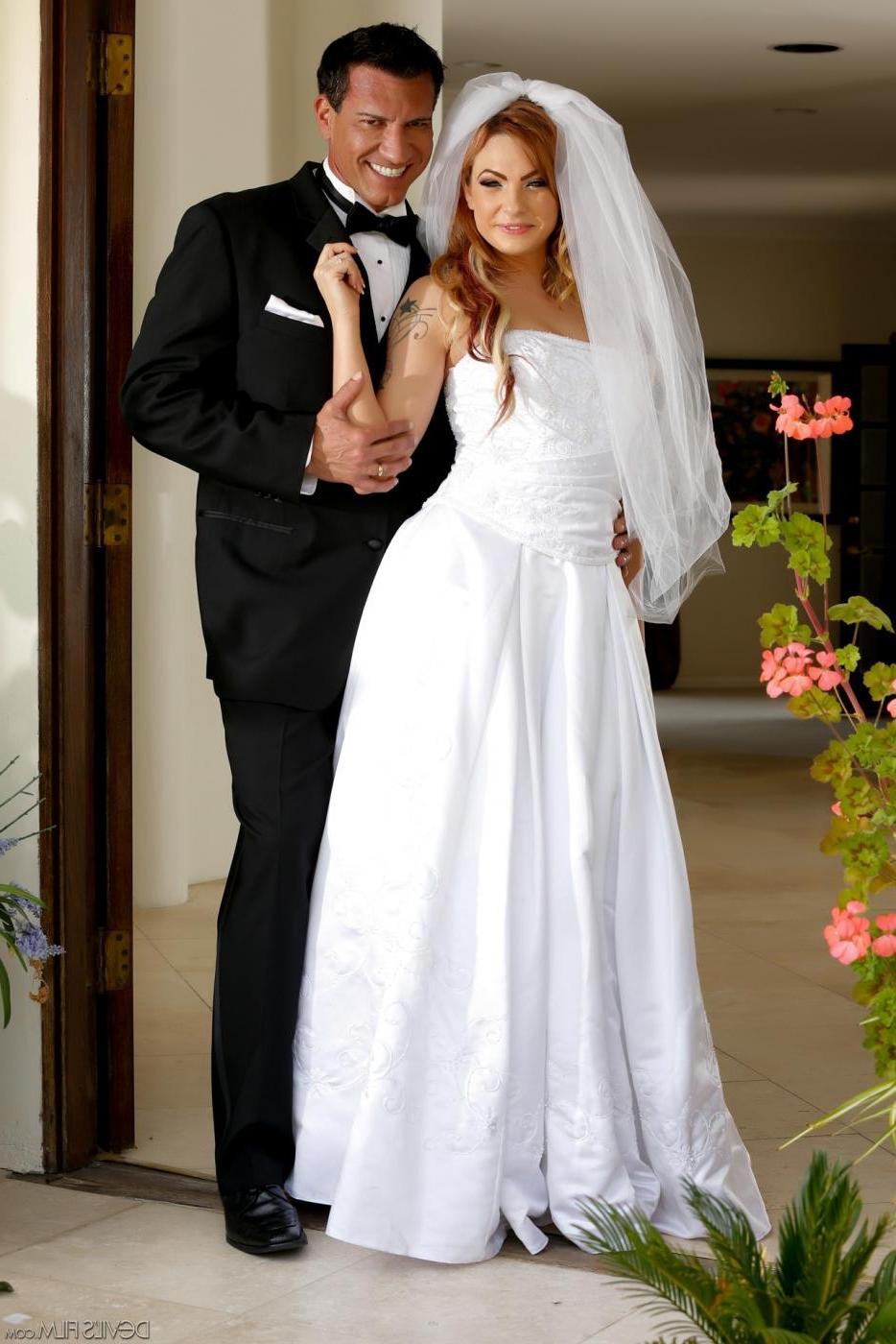 16P Amazingly hot bride Bailey Blue is taking off her white dress and having incredi