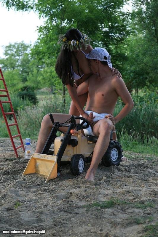 16P Adult diaper wearer has his ass reamed by a dildo wearing milf