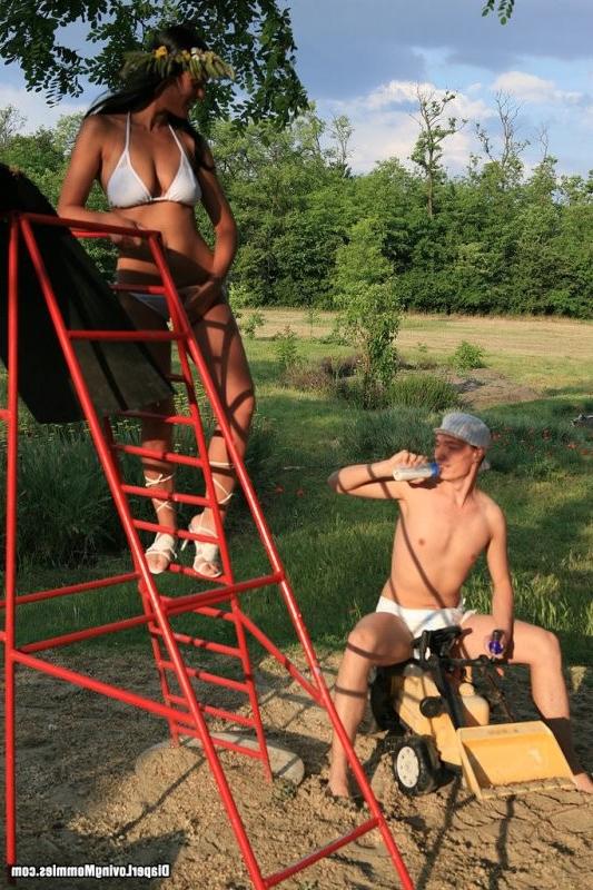 16P Adult diaper wearer has his ass reamed by a dildo wearing milf