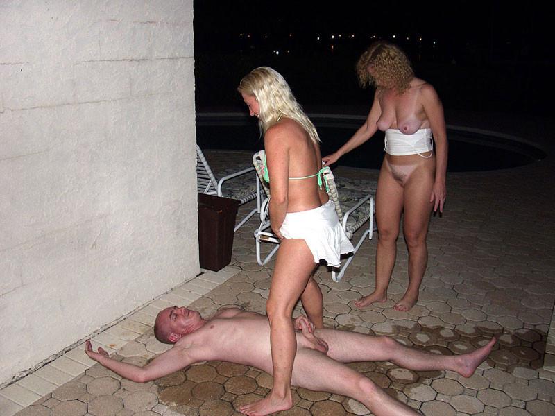 20P Nasty blonde milf peed on by horny guy