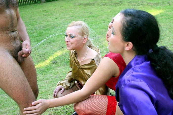 15P Three babes and a guy doing watersports